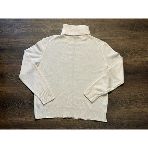 360 Cashmere Women's Long Sleve Turtle Neck Cashmere Sweater Cream White SZ M - Picture 2 of 12